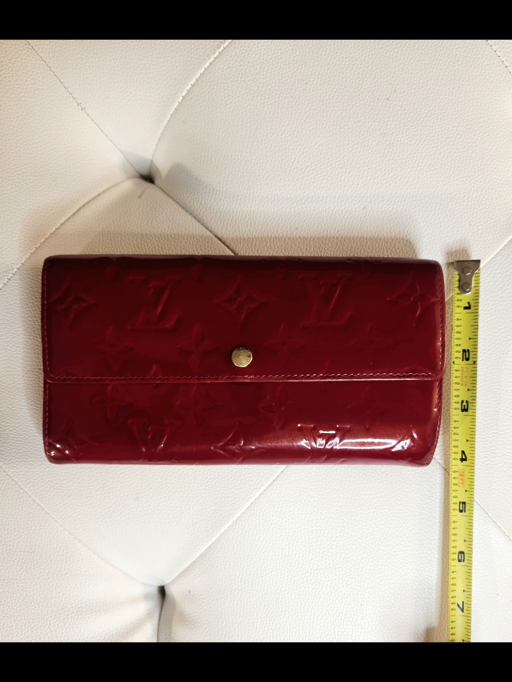 Authentic Louis Vuitton Sarah Wallet Pomme D'Amour Red Vernis Patent Leather - Picture 14 of 15